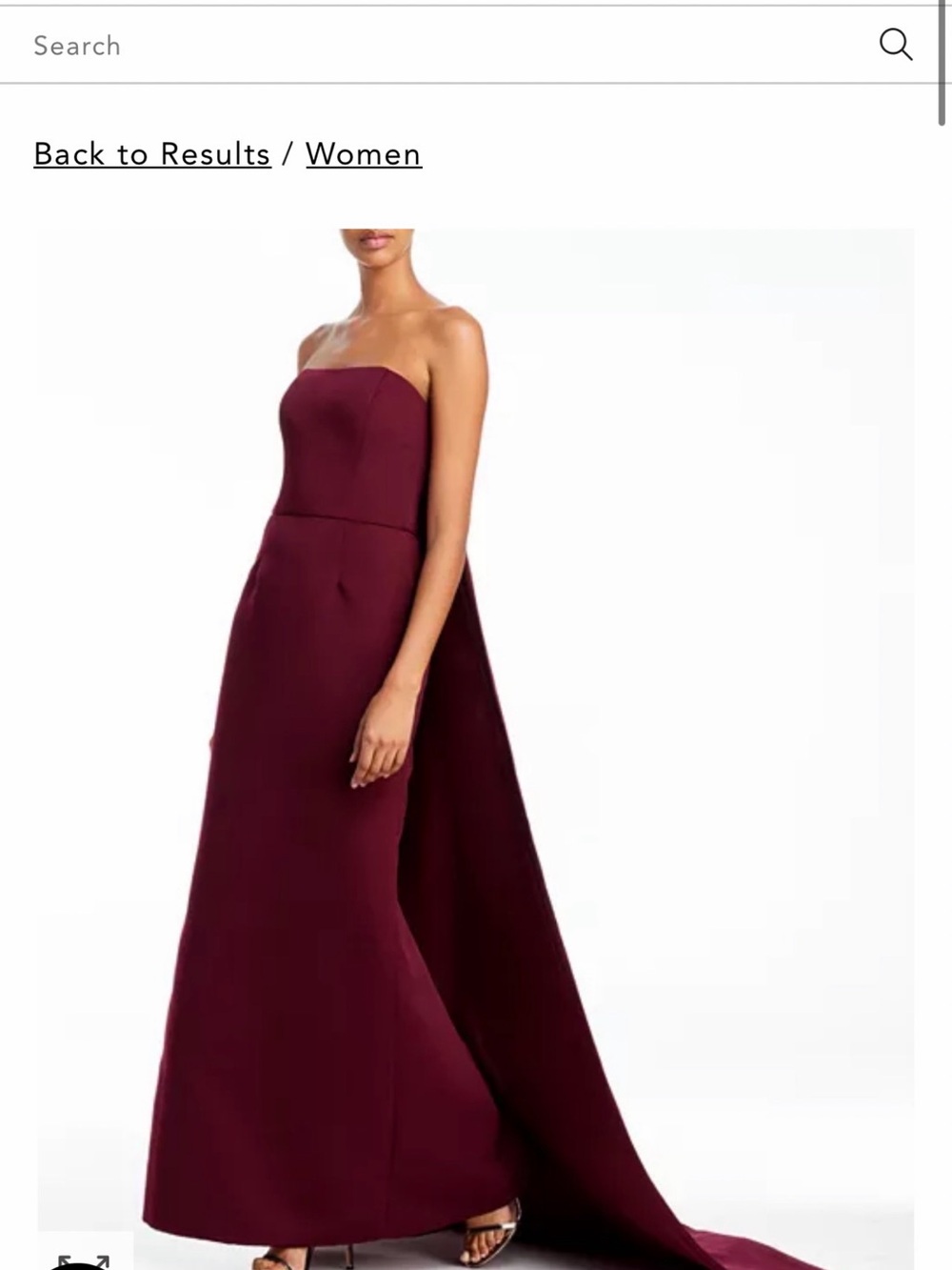 Amsale Strapless Burgundy Maxi Gown with Dramatic Train